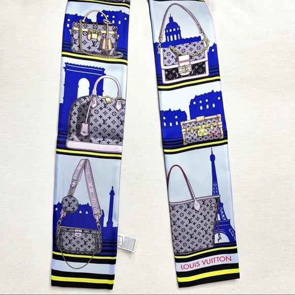 Louis Vuitton skyline blue scarf bandeau - Picture 2 of 14